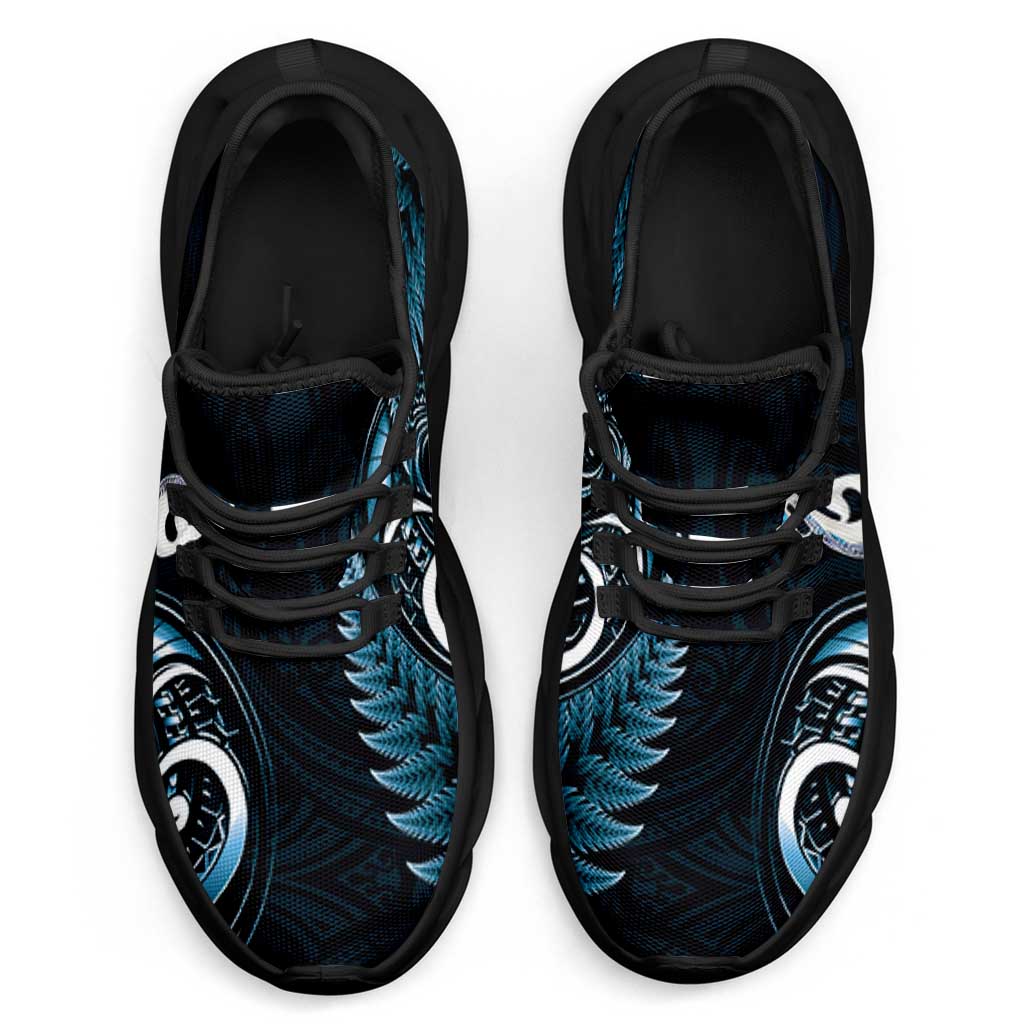 Blue New Zealand Clunky Sneakers Aotearoa Silver Fern With Manaia Maori Unique LT14 - Polynesian Pride