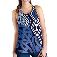 Blue New Zealand Women Racerback Tank Aotearoa Kowhaiwhai Mix Taniko Art LT14 - Polynesian Pride
