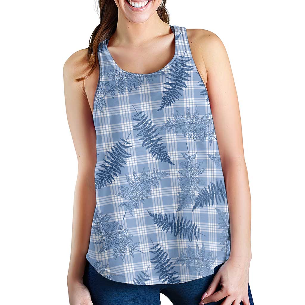Blue Palaka Hawaii Palapalai Women Racerback Tank Hawaiian Fern