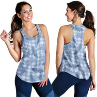 Blue Palaka Hawaii Palapalai Women Racerback Tank Hawaiian Fern