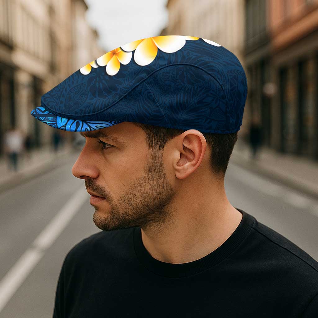 Blue Polynesia Jeff Hat Plumeria Tropical Leaves Galaxy Polynesian Art - Polynesian Pride