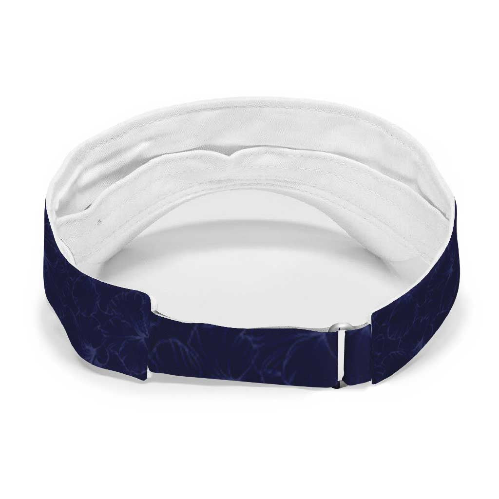 Blue Polynesia Sun Visor Cap Plumeria With Hibiscus Pattern Tropical Vibes