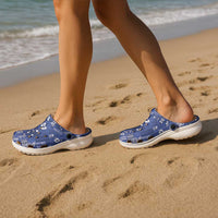 Blue Samoa Manuia Le Kerisimasi Clogs Shoes Pacific Patchwork Xmas Vibes - Polynesian Pride