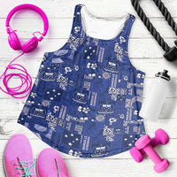 Blue Samoa Manuia Le Kerisimasi Women Racerback Tank Pacific Patchwork Xmas Vibes LT9 Blue - Polynesian Pride