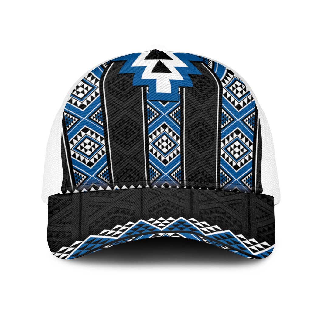 Blue Taniko Aotearoa Mesh Trucker Cap Niho Taniwha Mix Poutama - Polynesian Pride
