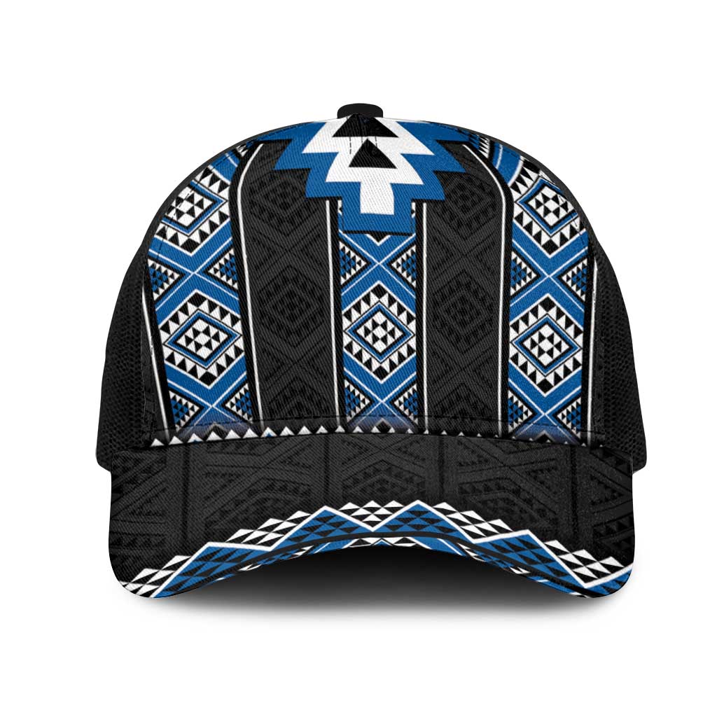 Blue Taniko Aotearoa Mesh Trucker Cap Niho Taniwha Mix Poutama - Polynesian Pride