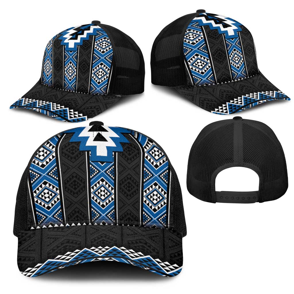 Blue Taniko Aotearoa Mesh Trucker Cap Niho Taniwha Mix Poutama - Polynesian Pride