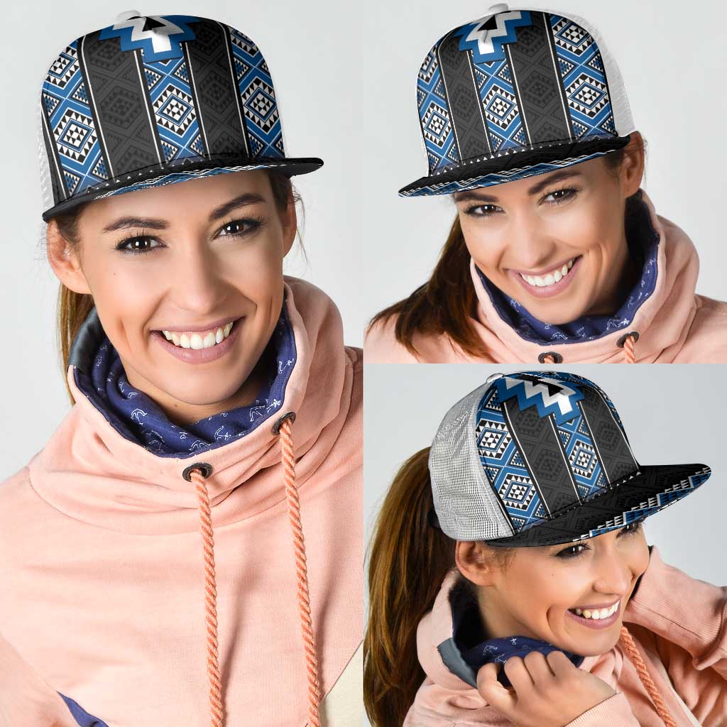 Blue Taniko Aotearoa Mesh Trucker Cap Niho Taniwha Mix Poutama - Polynesian Pride