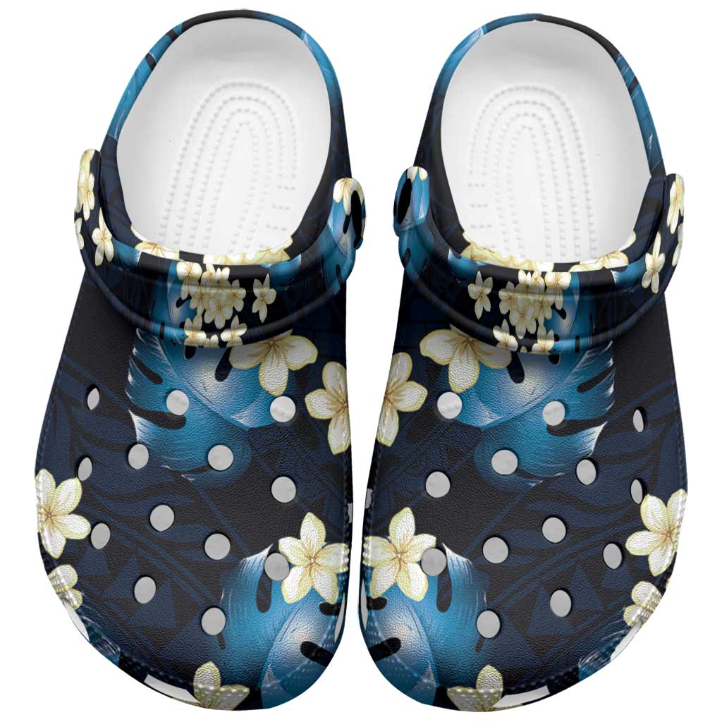 Blue Tropical Hawaii Clogs Shoes Seamless Monstera Plumeria Hawaiian Pattern LT14 Blue - Polynesian Pride