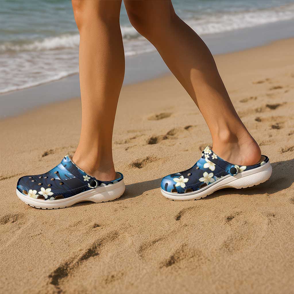 Blue Tropical Hawaii Clogs Shoes Seamless Monstera Plumeria Hawaiian Pattern LT14 - Polynesian Pride