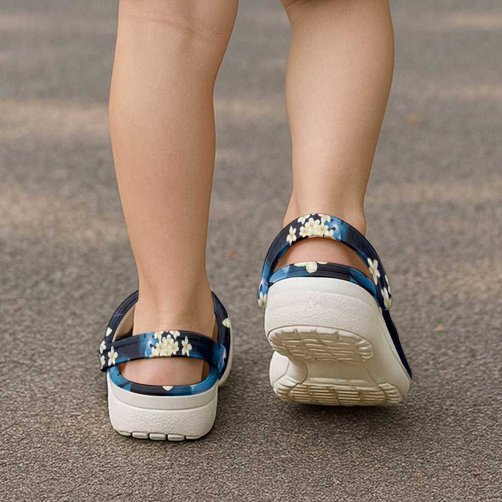 Blue Tropical Hawaii Clogs Shoes Seamless Monstera Plumeria Hawaiian Pattern LT14 - Polynesian Pride