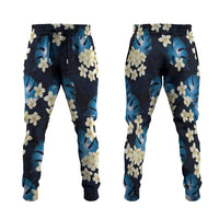 Blue Tropical Hawaii Jogger Pants Seamless Monstera Plumeria Hawaiian Pattern LT14 Blue - Polynesian Pride