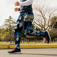 Blue Tropical Hawaii Jogger Pants Seamless Monstera Plumeria Hawaiian Pattern LT14 - Polynesian Pride
