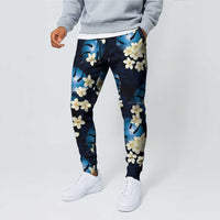Blue Tropical Hawaii Jogger Pants Seamless Monstera Plumeria Hawaiian Pattern LT14 - Polynesian Pride