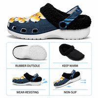 Blue Tropical Plumeria With Galaxy Polynesian Art Fleece Clogs