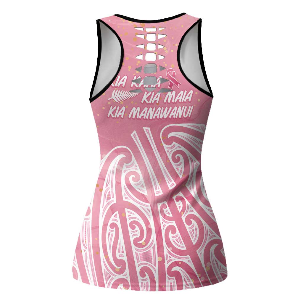 Breast Cancer Awareness Maori Hollow Tank Top Kia Kaha Kia Maia Kia Manawanui LT7 - Polynesian Pride