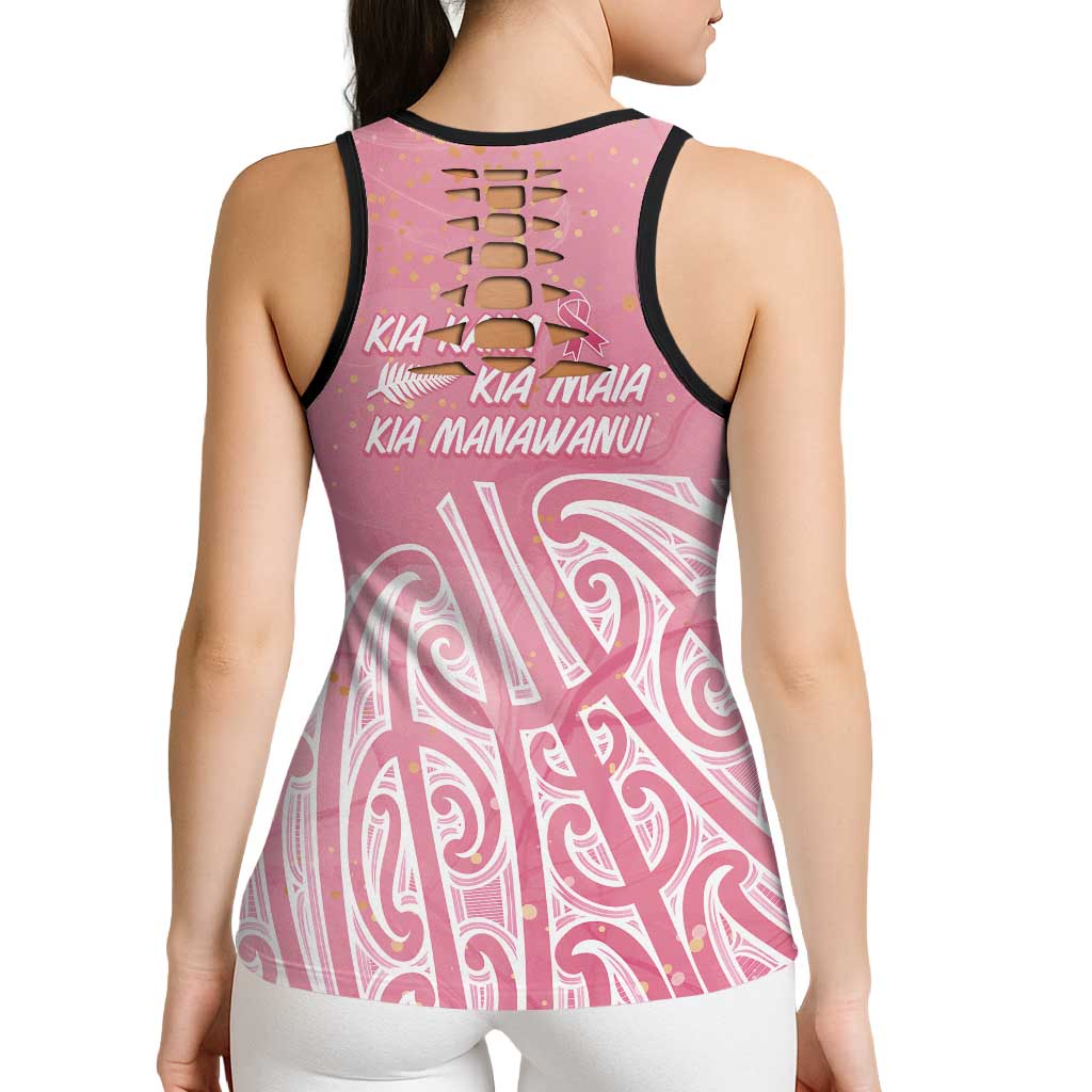 Breast Cancer Awareness Maori Hollow Tank Top Kia Kaha Kia Maia Kia Manawanui LT7 - Polynesian Pride