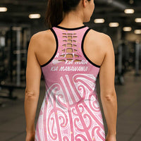 Breast Cancer Awareness Maori Hollow Tank Top Kia Kaha Kia Maia Kia Manawanui LT7 - Polynesian Pride