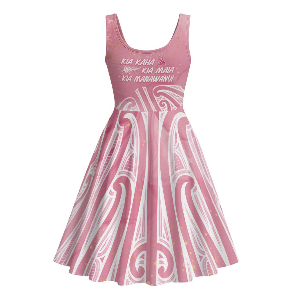 Breast Cancer Awareness Maori Midi Dress Kia Kaha Kia Maia Kia Manawanui LT7 - Polynesian Pride