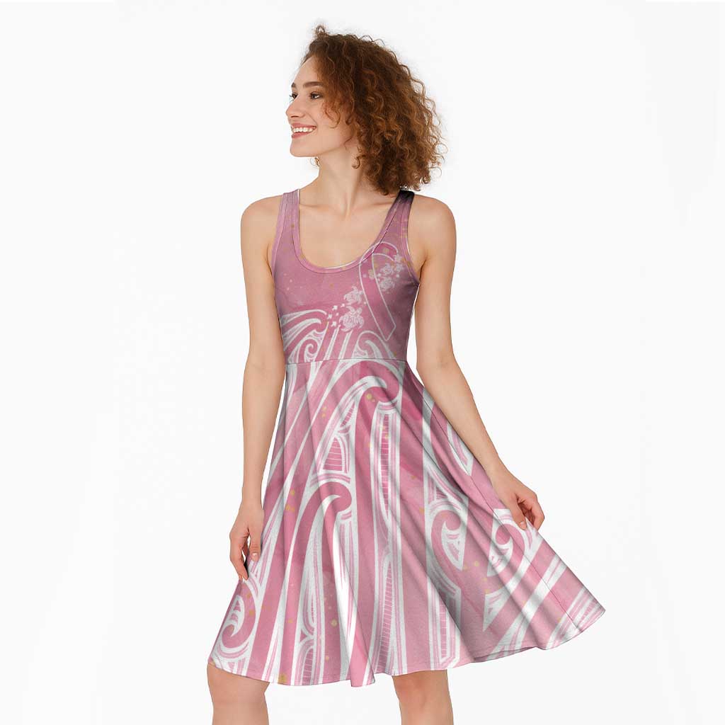 Breast Cancer Awareness Maori Midi Dress Kia Kaha Kia Maia Kia Manawanui LT7 - Polynesian Pride