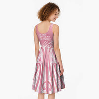 Breast Cancer Awareness Maori Midi Dress Kia Kaha Kia Maia Kia Manawanui LT7 - Polynesian Pride