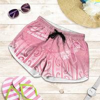 Breast Cancer Awareness Maori Shorts for Women Kia Kaha Kia Maia Kia Manawanui LT7 Pink - Polynesian Pride