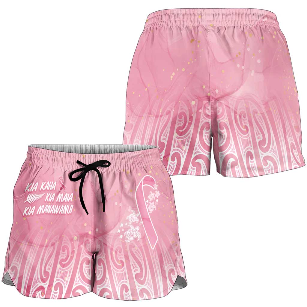 Breast Cancer Awareness Maori Shorts for Women Kia Kaha Kia Maia Kia Manawanui LT7 - Polynesian Pride