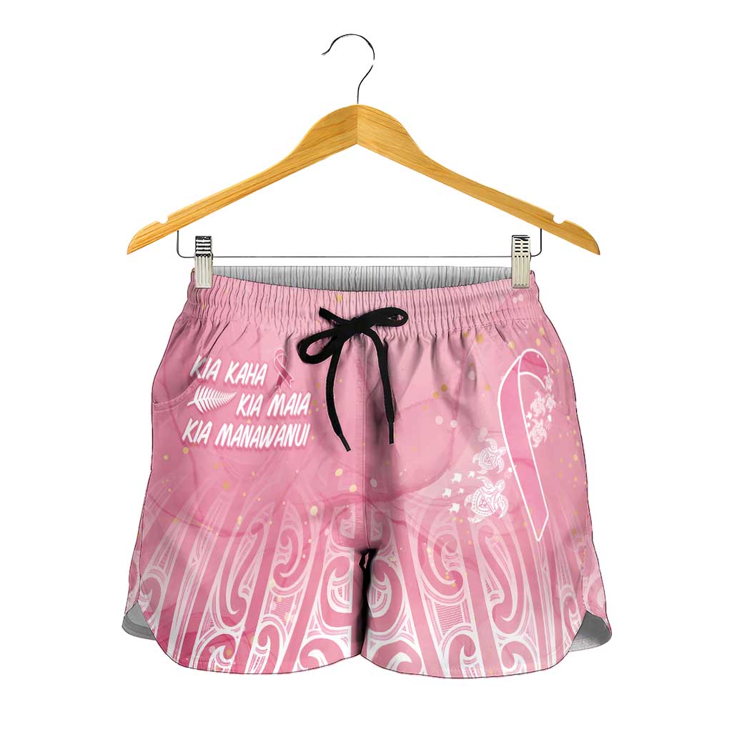 Breast Cancer Awareness Maori Shorts for Women Kia Kaha Kia Maia Kia Manawanui LT7 - Polynesian Pride