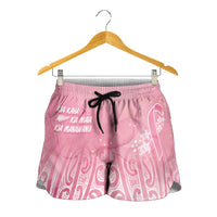 Breast Cancer Awareness Maori Shorts for Women Kia Kaha Kia Maia Kia Manawanui LT7 - Polynesian Pride
