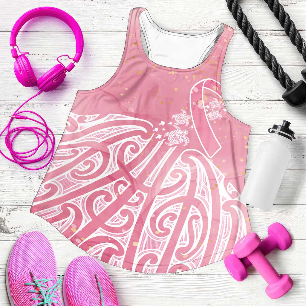 Breast Cancer Awareness Maori Women Racerback Tank Kia Kaha Kia Maia Kia Manawanui LT7 Pink - Polynesian Pride