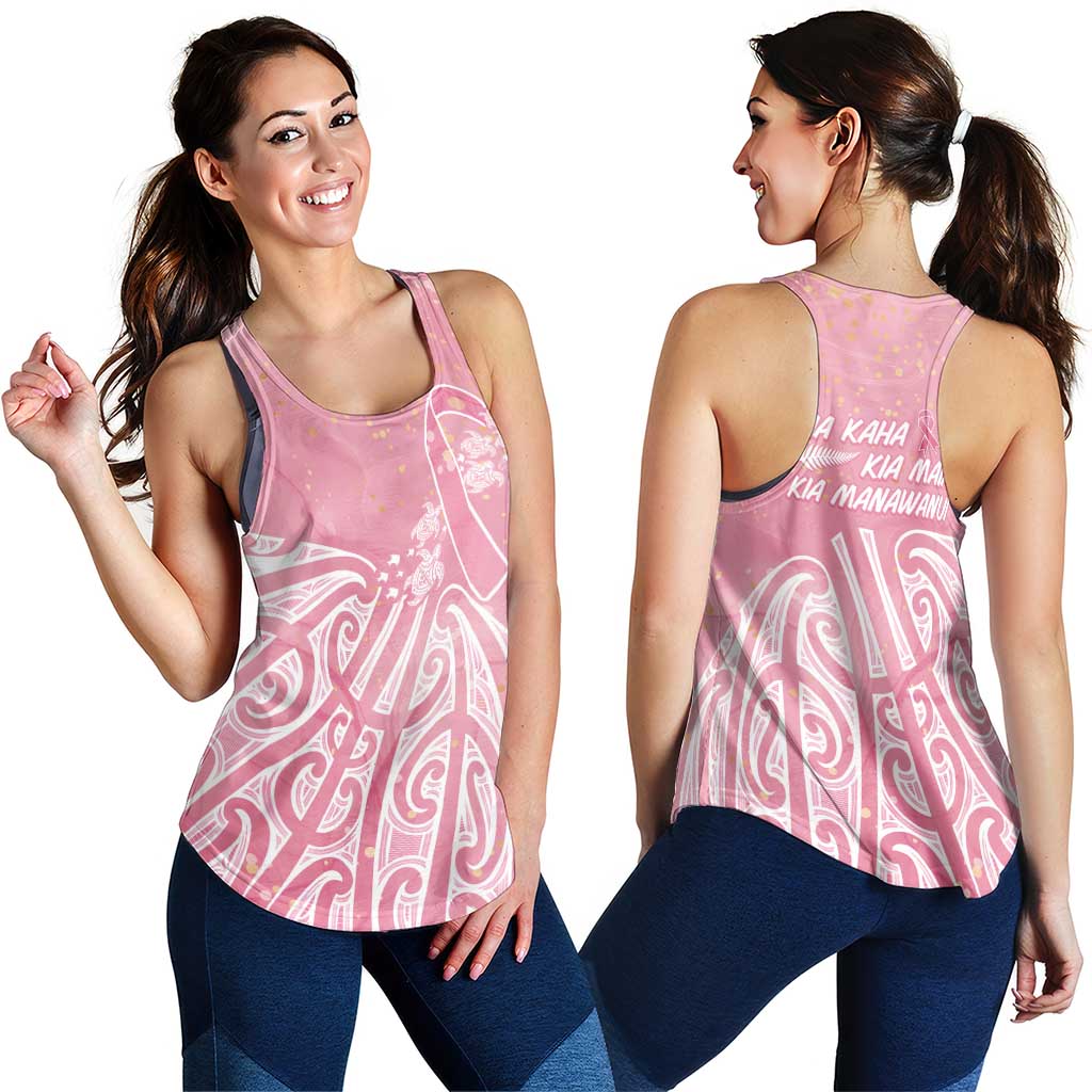 Breast Cancer Awareness Maori Women Racerback Tank Kia Kaha Kia Maia Kia Manawanui LT7 - Polynesian Pride
