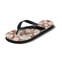 Brown Bula Fiji Masi Hibiscus Seamless Flip Flops