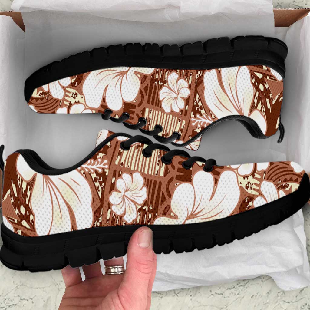 Brown Bula Fiji Masi Hibiscus Seamless Sneakers