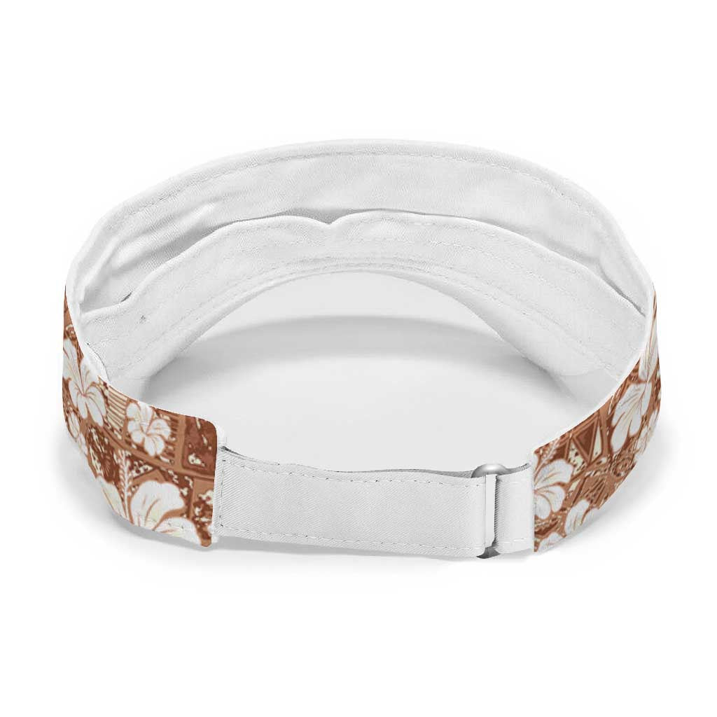 Brown Bula Fiji Masi Hibiscus Seamless Sun Visor Cap