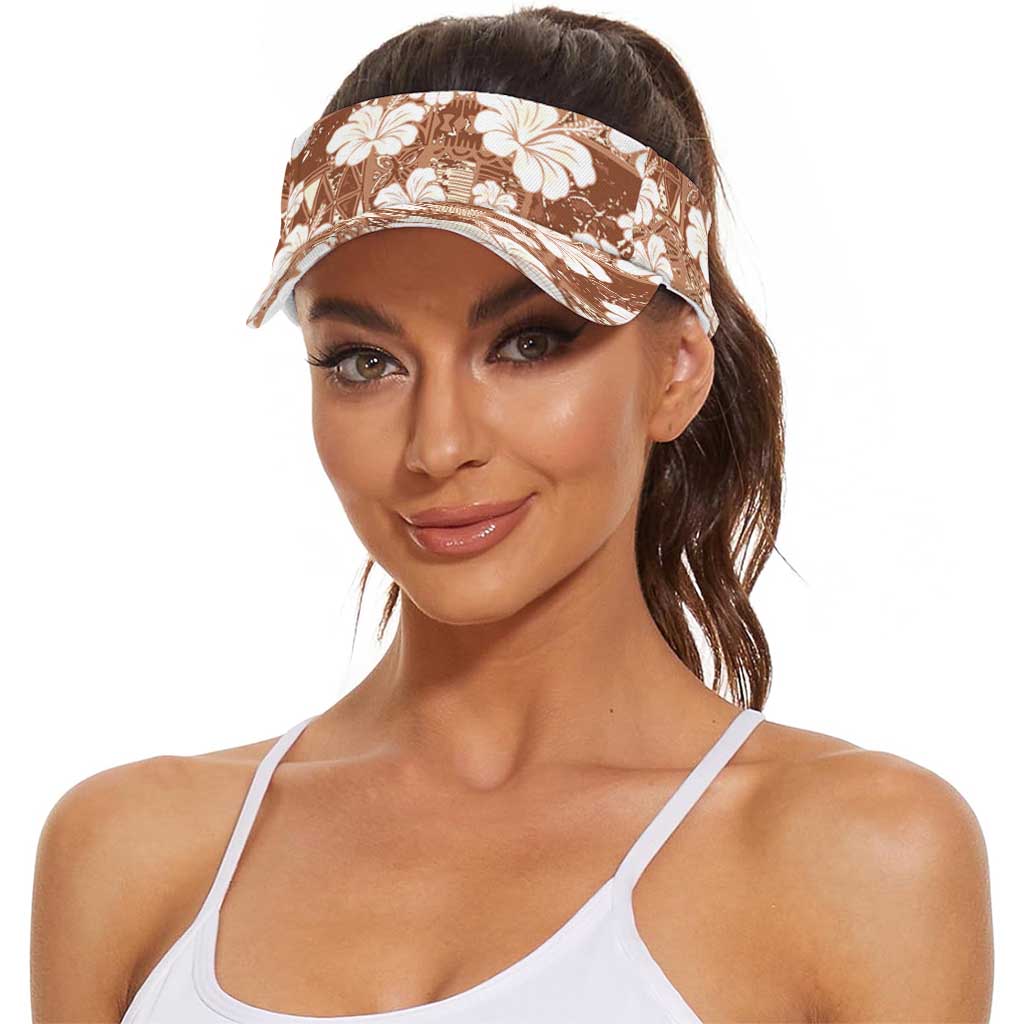 Brown Bula Fiji Masi Hibiscus Seamless Sun Visor Cap