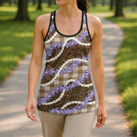 Brown Hawaii Palaka Honohono Pikake Hollow Tank Top Hawaiian Orchid Lei Polynesian Pattern - Polynesian Pride