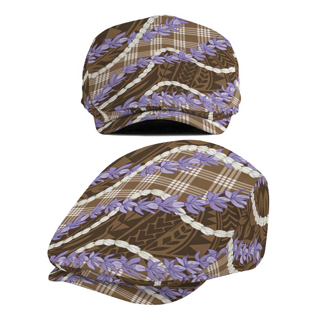 Brown Hawaii Palaka Honohono Pikake Jeff Hat Hawaiian Orchid Lei Polynesian Pattern - Polynesian Pride