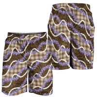Brown Hawaii Palaka Honohono Pikake Shorts for Men Hawaiian Orchid Lei Polynesian Pattern LT14 - Polynesian Pride