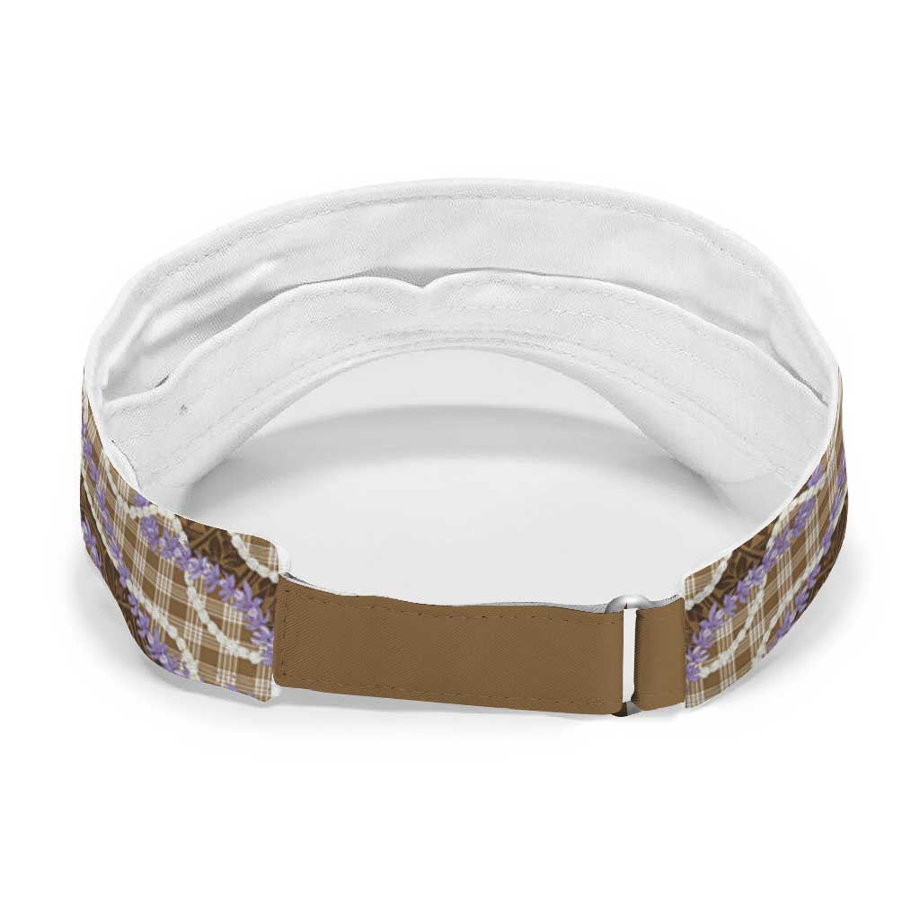 Brown Hawaii Palaka Honohono Pikake Sun Visor Cap Hawaiian Orchid Lei Polynesian Pattern