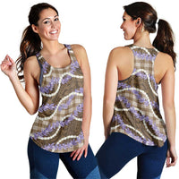 Brown Hawaii Palaka Honohono Pikake Women Racerback Tank Hawaiian Orchid Lei Polynesian Pattern LT14 - Polynesian Pride