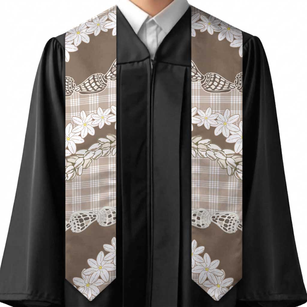 Brown Hawaii Tiare and Shell Lei Graduation Stole Hawaiian Palaka Luxury Vibes - Polynesian Pride