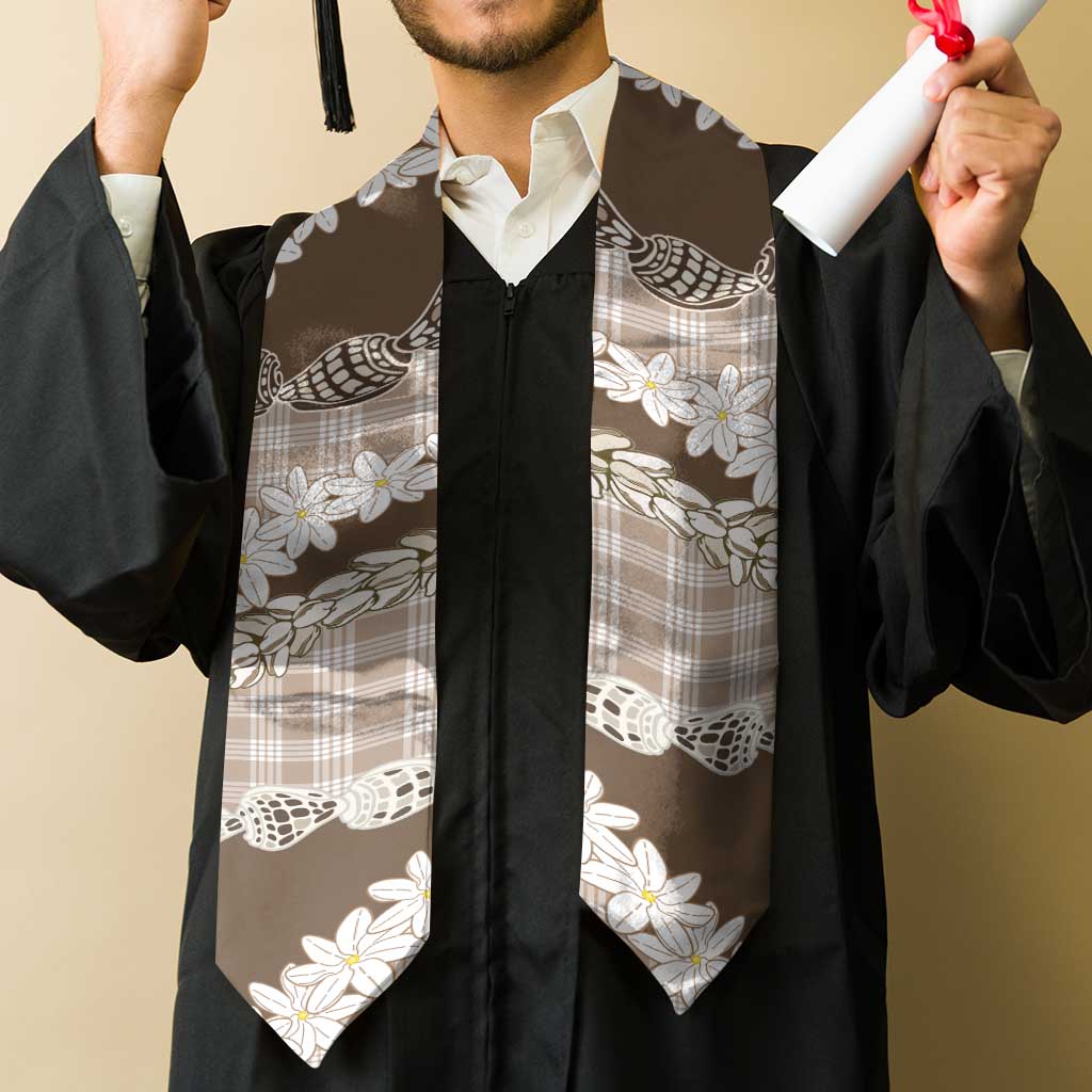 Brown Hawaii Tiare and Shell Lei Graduation Stole Hawaiian Palaka Luxury Vibes LT14
