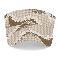 Brown Hawaii Tiare and Shell Lei Sun Visor Cap Hawaiian Palaka Luxury Vibes