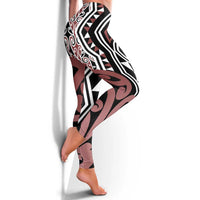 Brown New Zealand Leggings Aotearoa Kowhaiwhai Mix Taniko Art LT14
