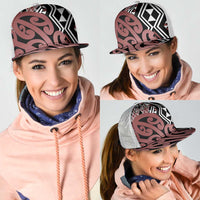 Brown New Zealand Mesh Trucker Cap Aotearoa Kowhaiwhai Mix Taniko Art - Polynesian Pride
