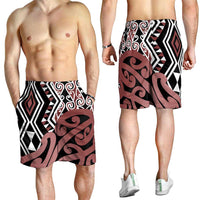 Brown New Zealand Shorts for Men Aotearoa Kowhaiwhai Mix Taniko Art LT14 - Polynesian Pride