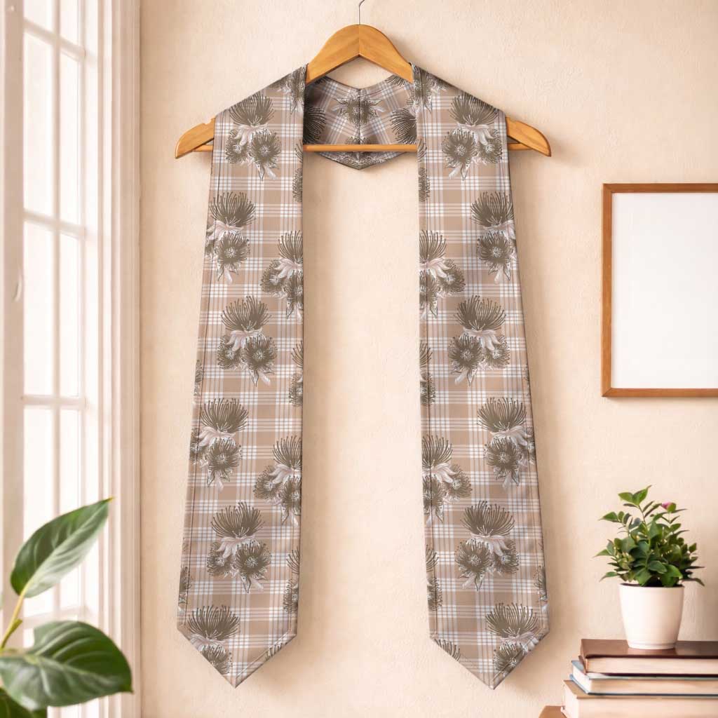 Brown Palaka Hawaii Graduation Stole Hawaiian Lehua Blossoms LT05 One Size Brown - Polynesian Pride
