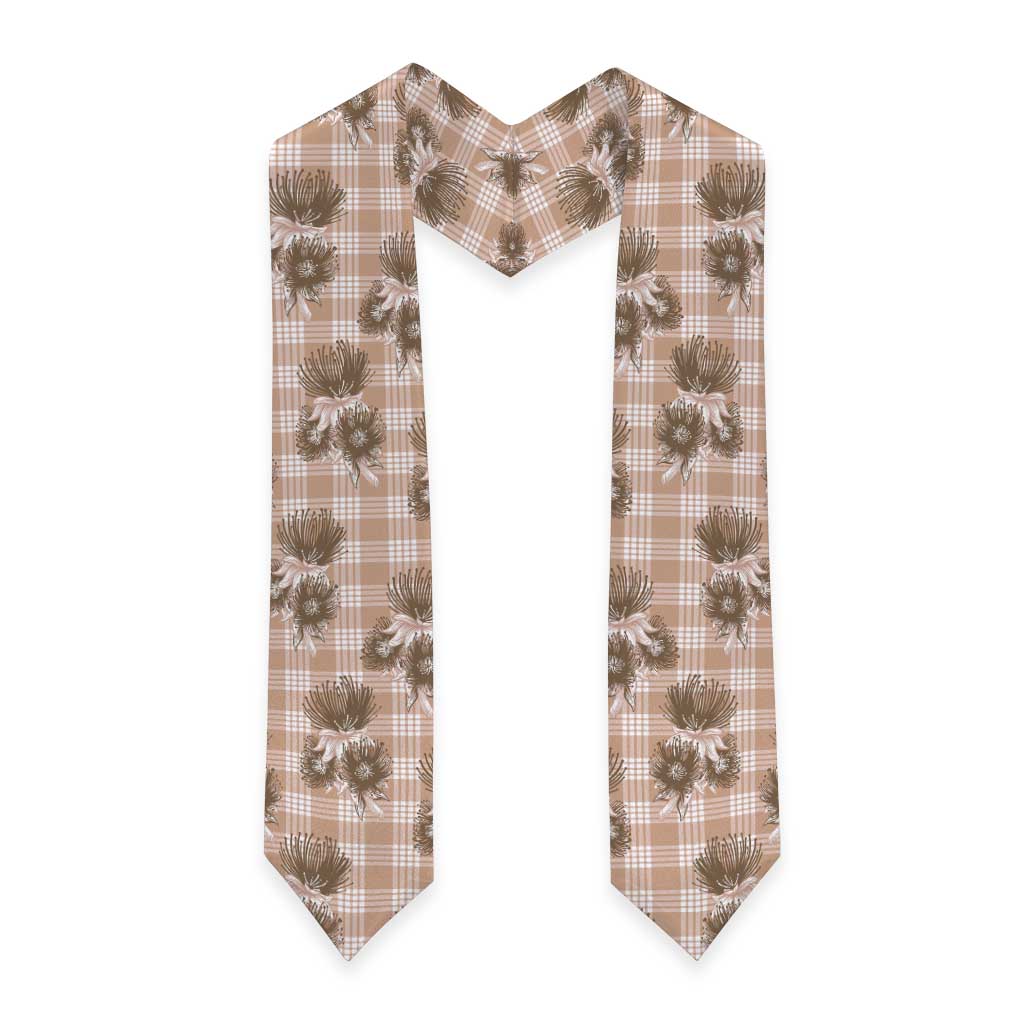 Brown Palaka Hawaii Graduation Stole Hawaiian Lehua Blossoms LT05 - Polynesian Pride