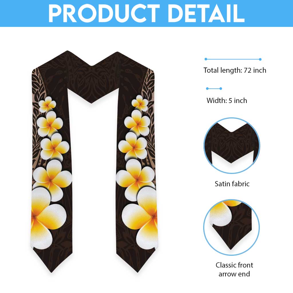 Brown Polynesia Graduation Stole Plumeria Tropical Leaves With Galaxy Polynesian Art