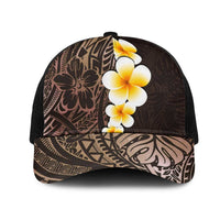 Brown Polynesia Mesh Trucker Cap Plumeria Tropical Leaves With Galaxy Polynesian Art - Polynesian Pride